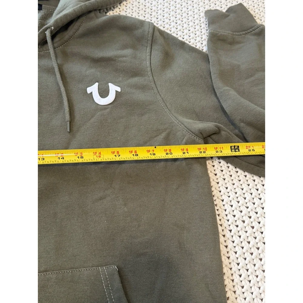 True Religion Men's Size L Olive Green Zip-Up Hoodie‎ Streetwear Y2K Logo